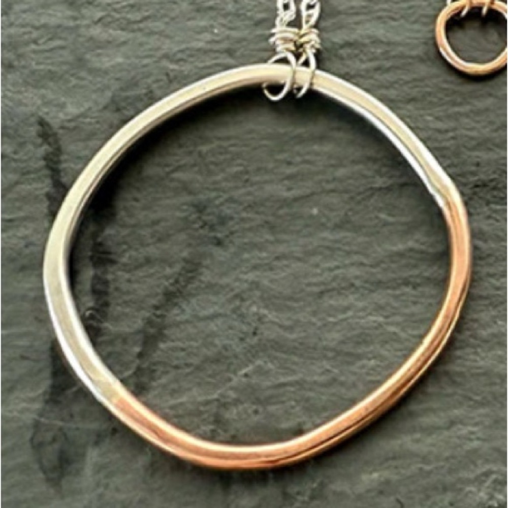 Colleen Mauer Mixed Metal Circle Pendant Necklace